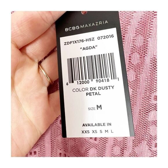 Bcbgmaxazria Top Womens Medium Agda Pink Long Sleeve Lace Blouse shirt  NWT fall - Picture 6 of 7